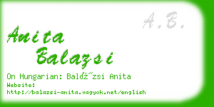 anita balazsi business card